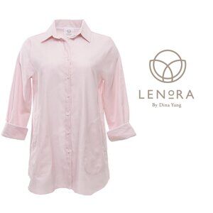 Lenora Dina Yang NWOT Button Down Top Pink Ali Swing Dress Long Sleeve Blouse